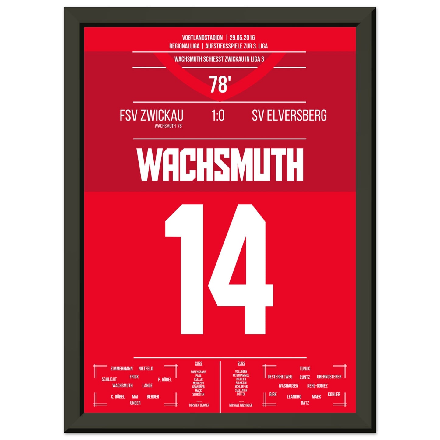 Wachsmuth schießt Zwickau zurück in die 3. Liga A4-21x29.7-cm-8x12-Schwarzer-Aluminiumrahmen