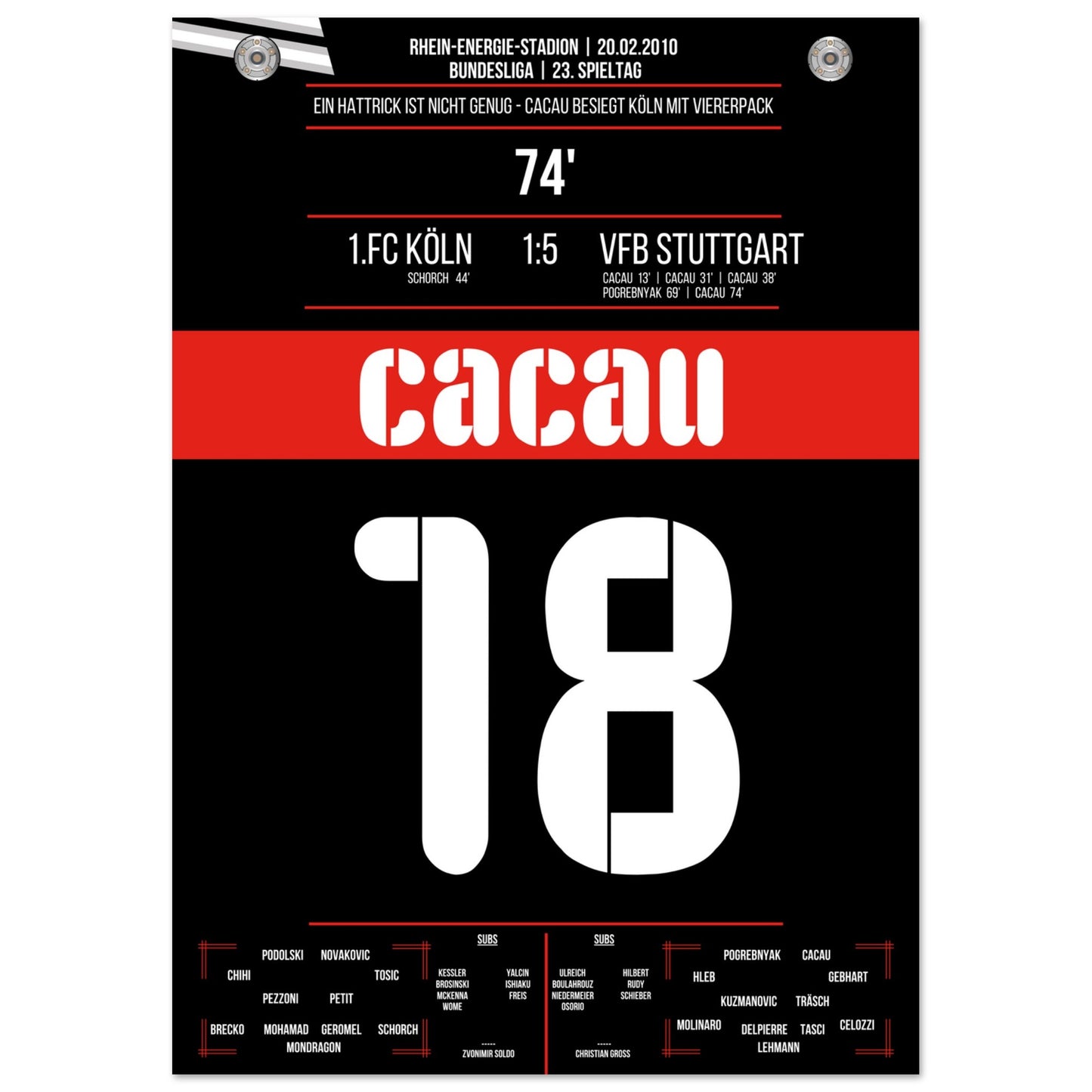 Cacau's Viererpack beim Auswärtsspiel in Köln 2010 A4-21x29.7-cm-8x12-Ohne-Rahmen