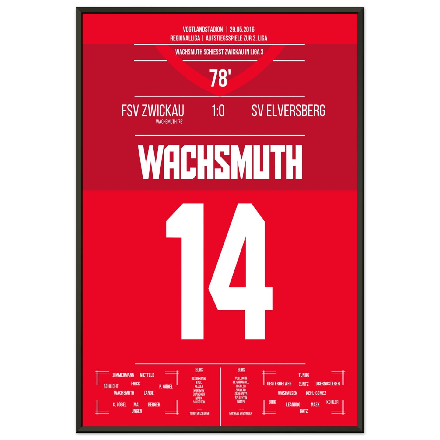 Wachsmuth schießt Zwickau zurück in die 3. Liga 60x90-cm-24x36-Schwarzer-Aluminiumrahmen