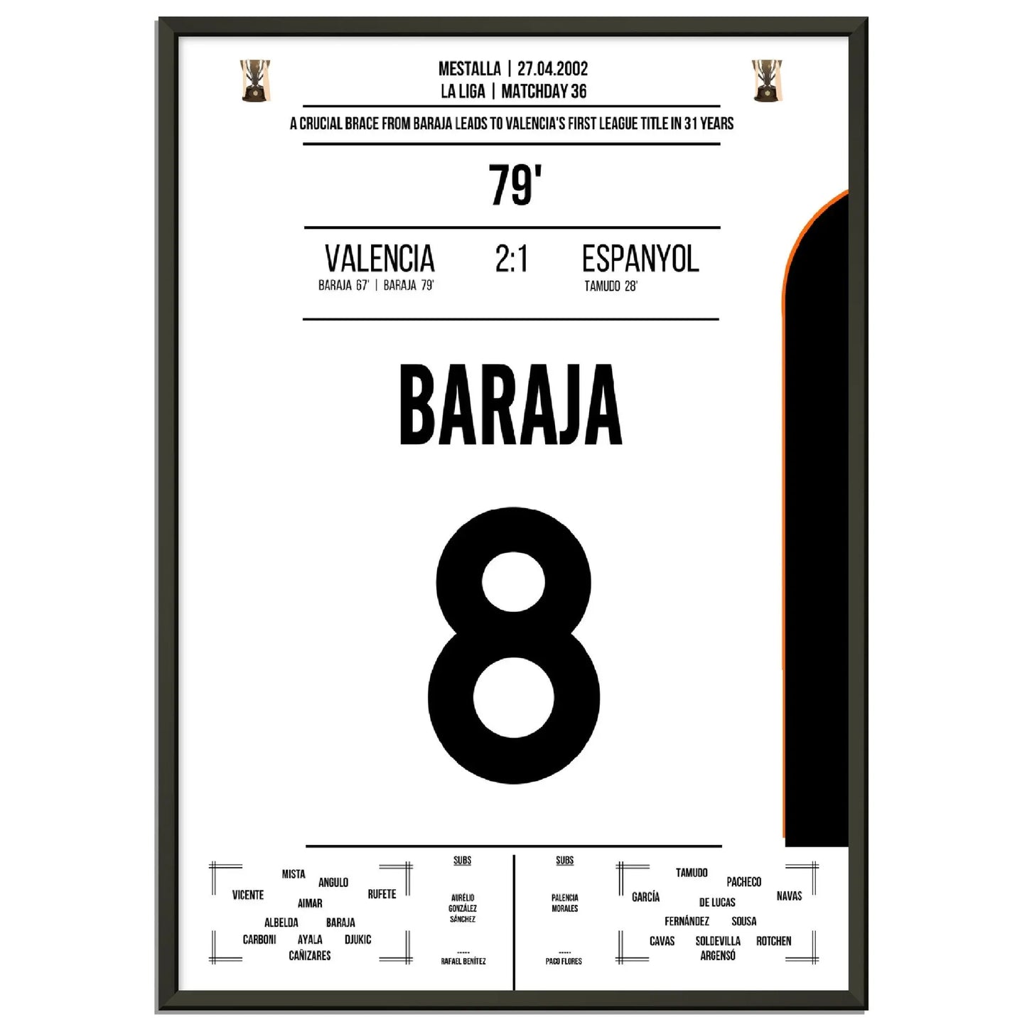 Baraja dreht das Spiel gegen Espanyol auf dem Weg zu Valencia's erster Meisterschaft nach 31 Jahren
