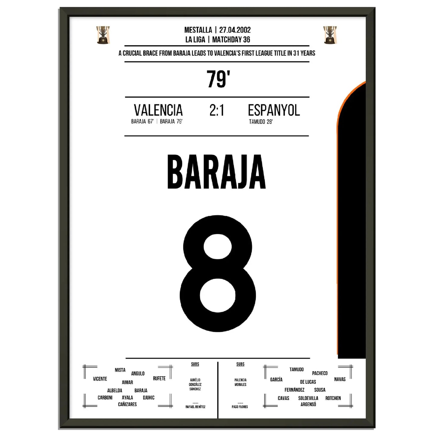Baraja dreht das Spiel gegen Espanyol auf dem Weg zu Valencia's erster Meisterschaft nach 31 Jahren