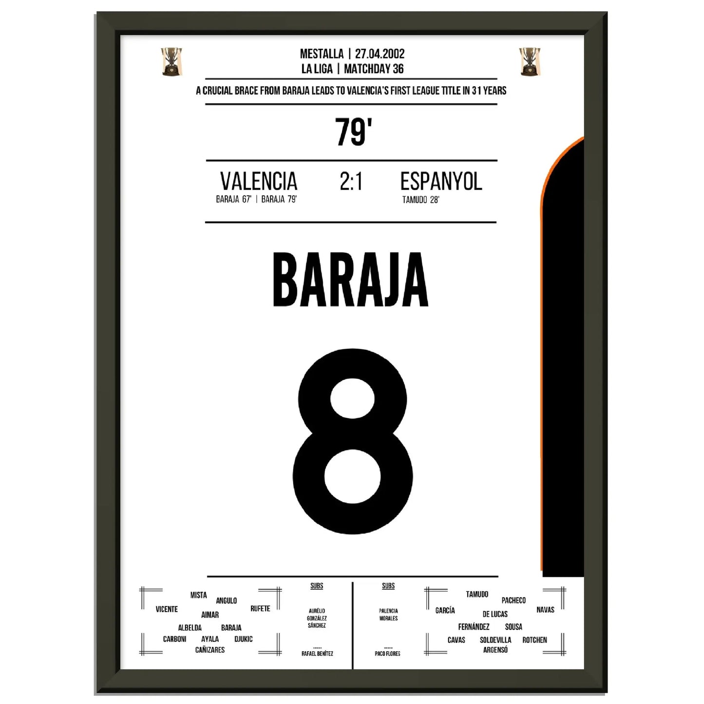 Baraja dreht das Spiel gegen Espanyol auf dem Weg zu Valencia's erster Meisterschaft nach 31 Jahren