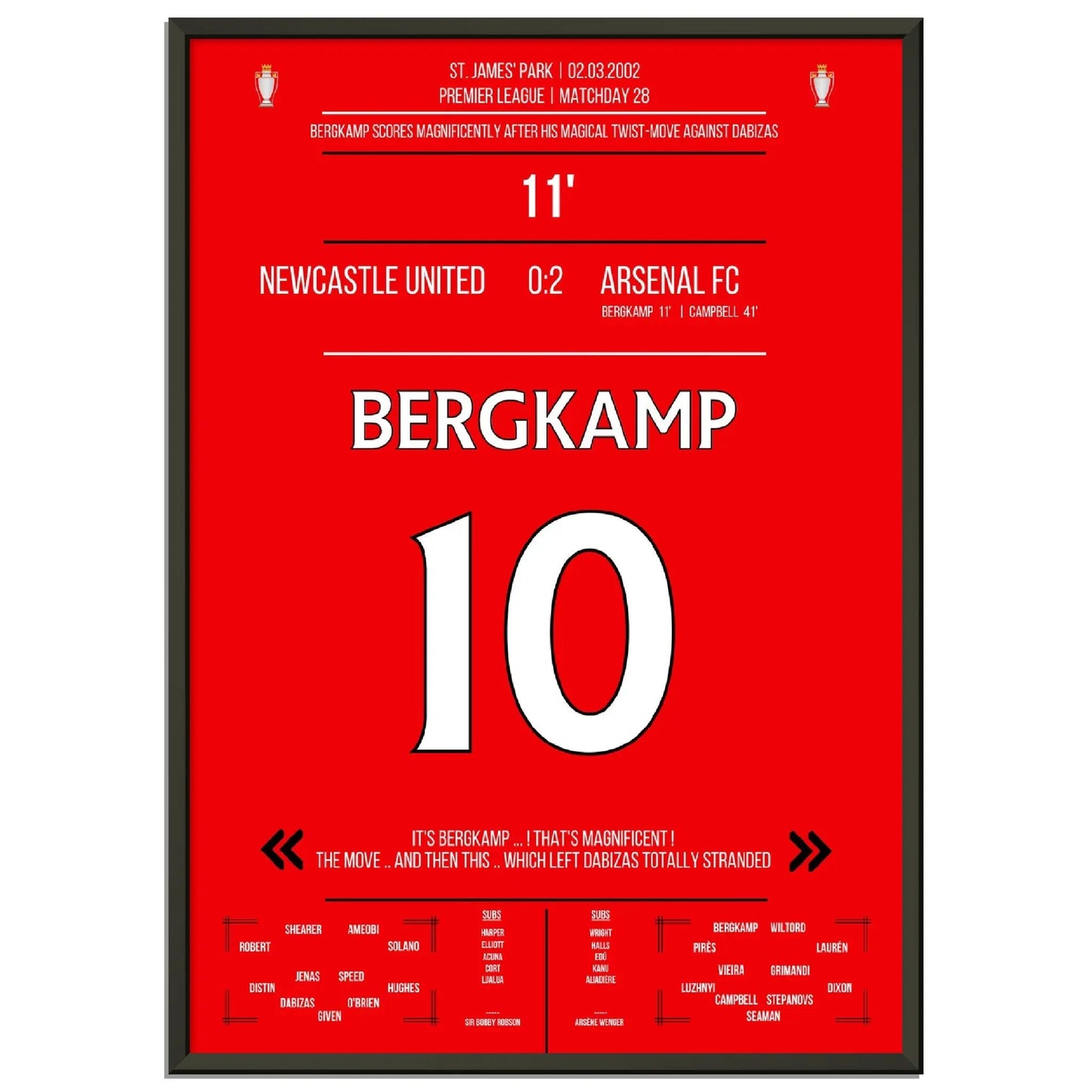 Bergkamps magisches Tor im Spiel Arsenal - Newcastle Premier League 2002