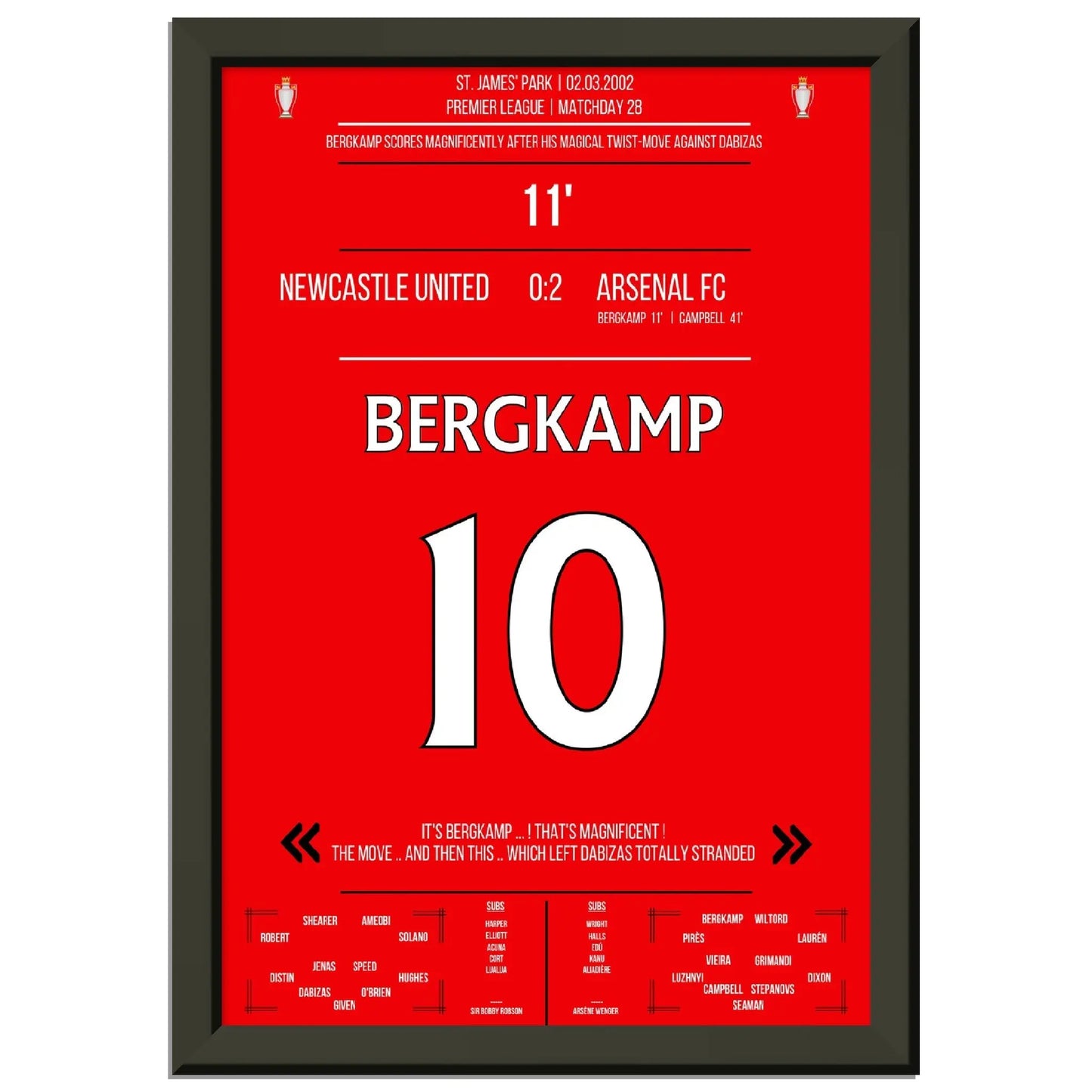 Bergkamps magisches Tor im Spiel Arsenal - Newcastle Premier League 2002