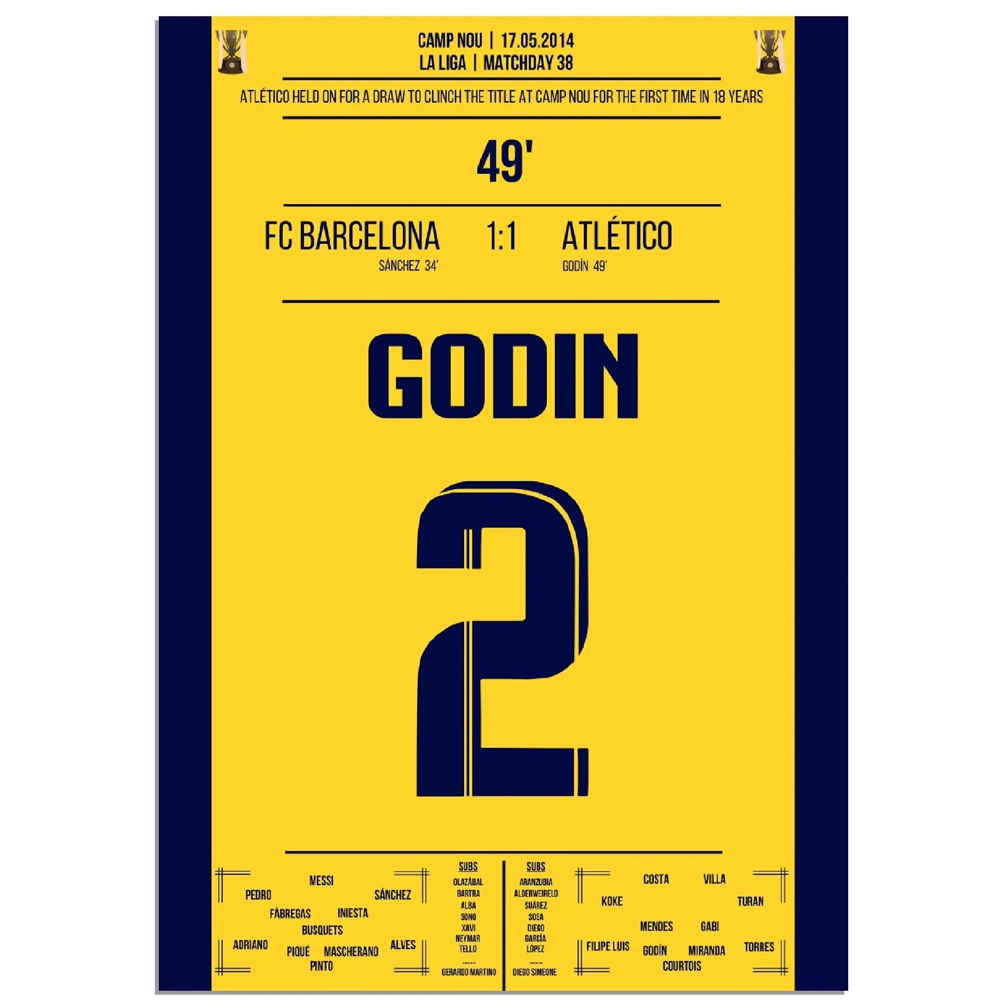 Godin Kopfball-Tor zur spanischen Meisterschaft 2014