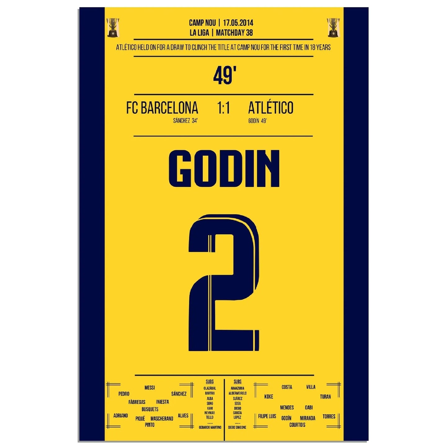 Godin Kopfball-Tor zur spanischen Meisterschaft 2014