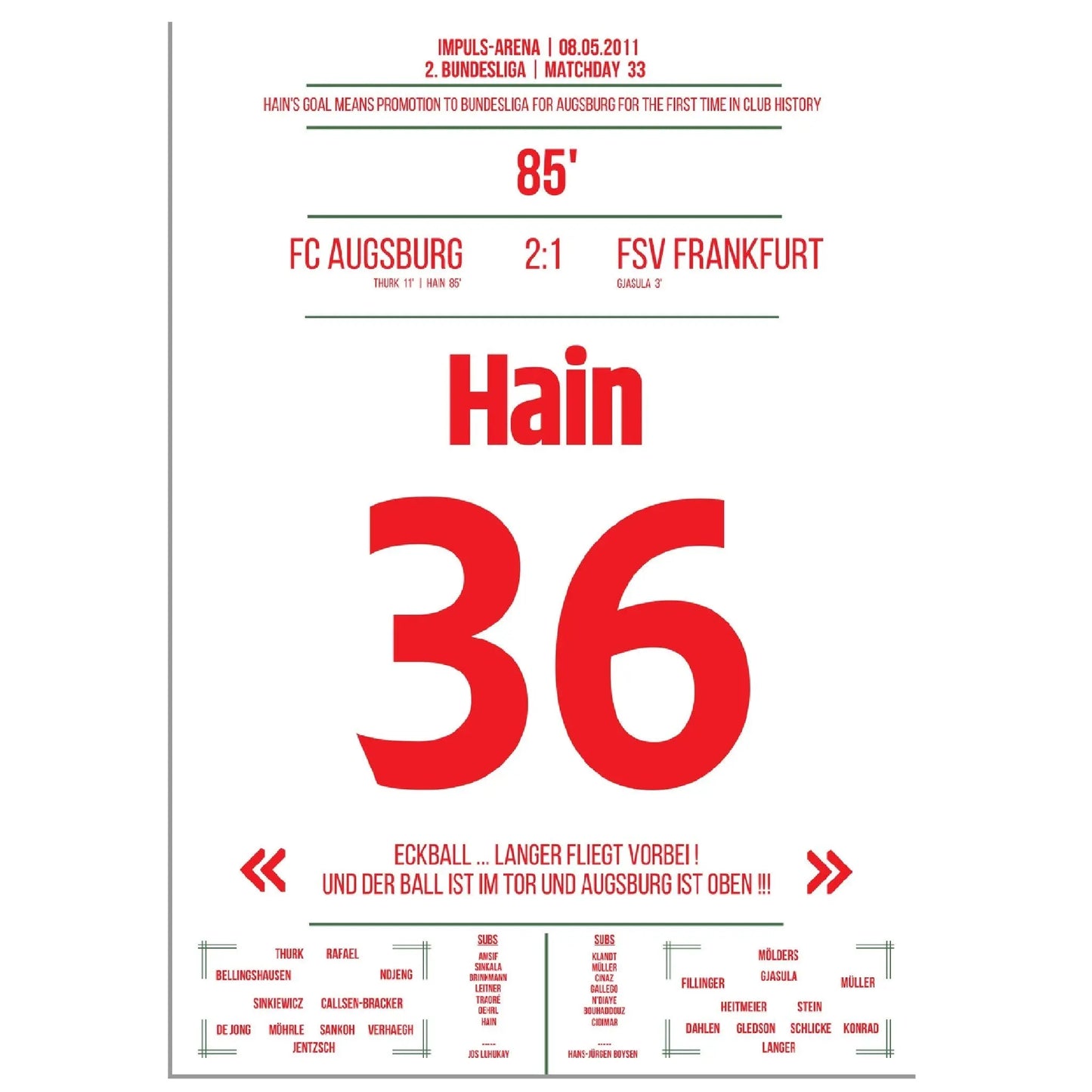 Hain schiesst Augsburg zum Bundesligaaufstieg 2011