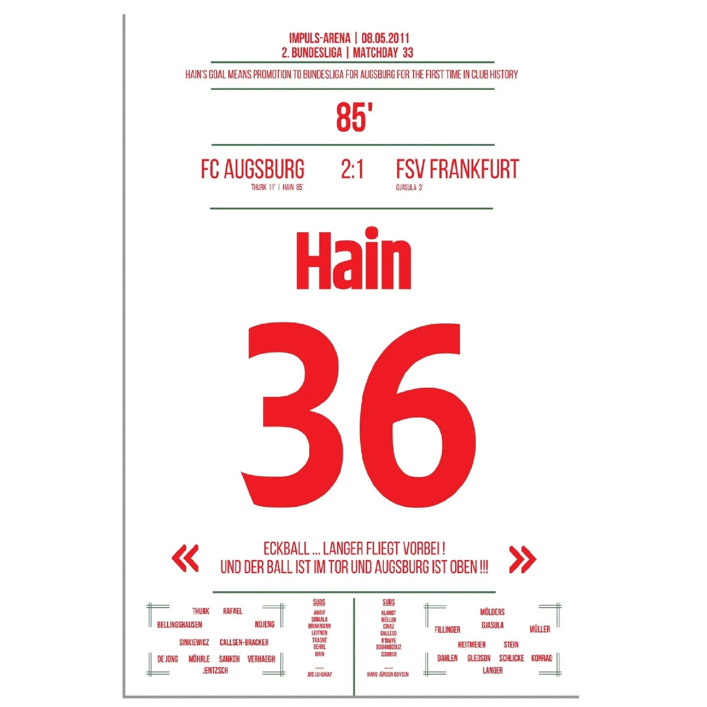 Hain schiesst Augsburg zum Bundesligaaufstieg 2011