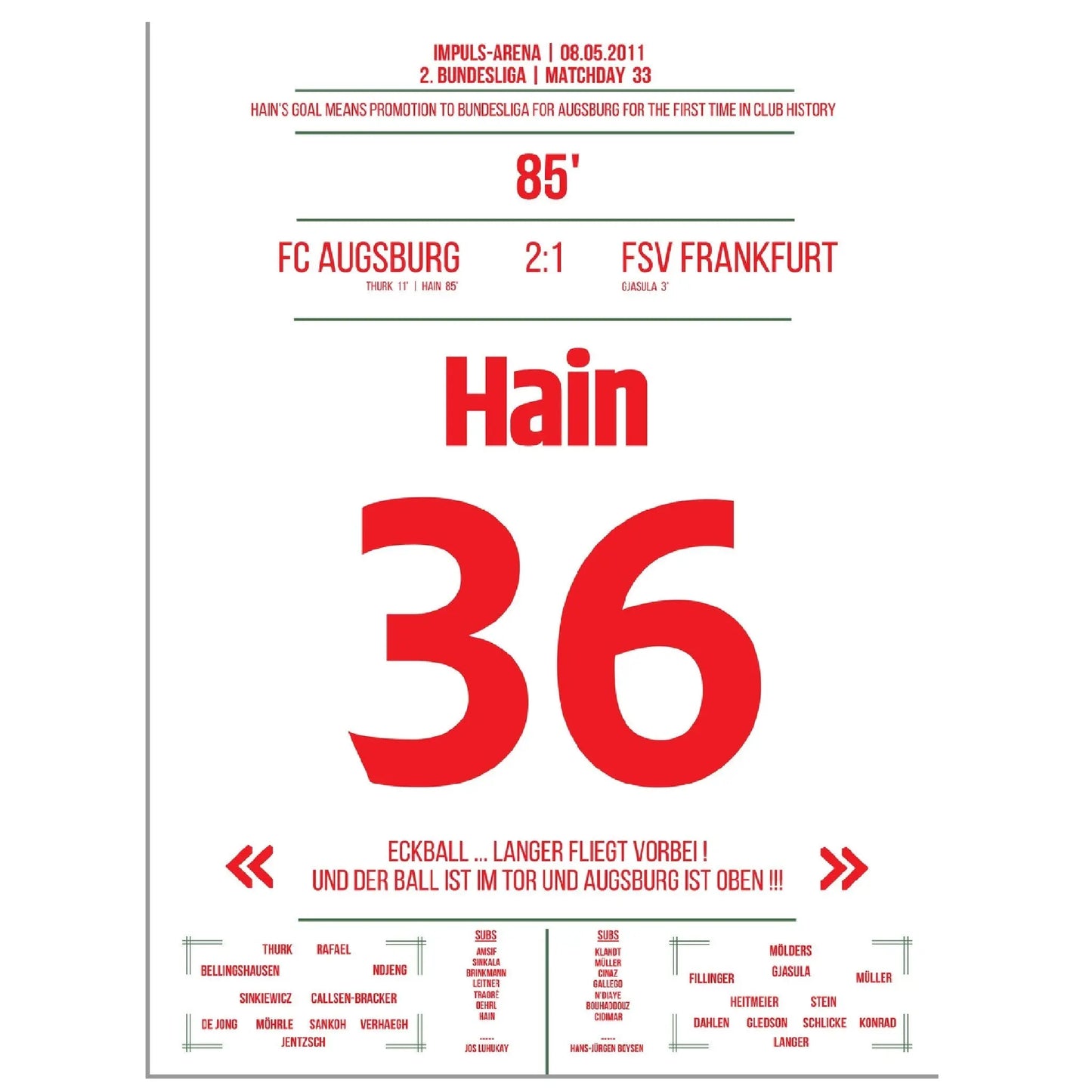 Hain schiesst Augsburg zum Bundesligaaufstieg 2011