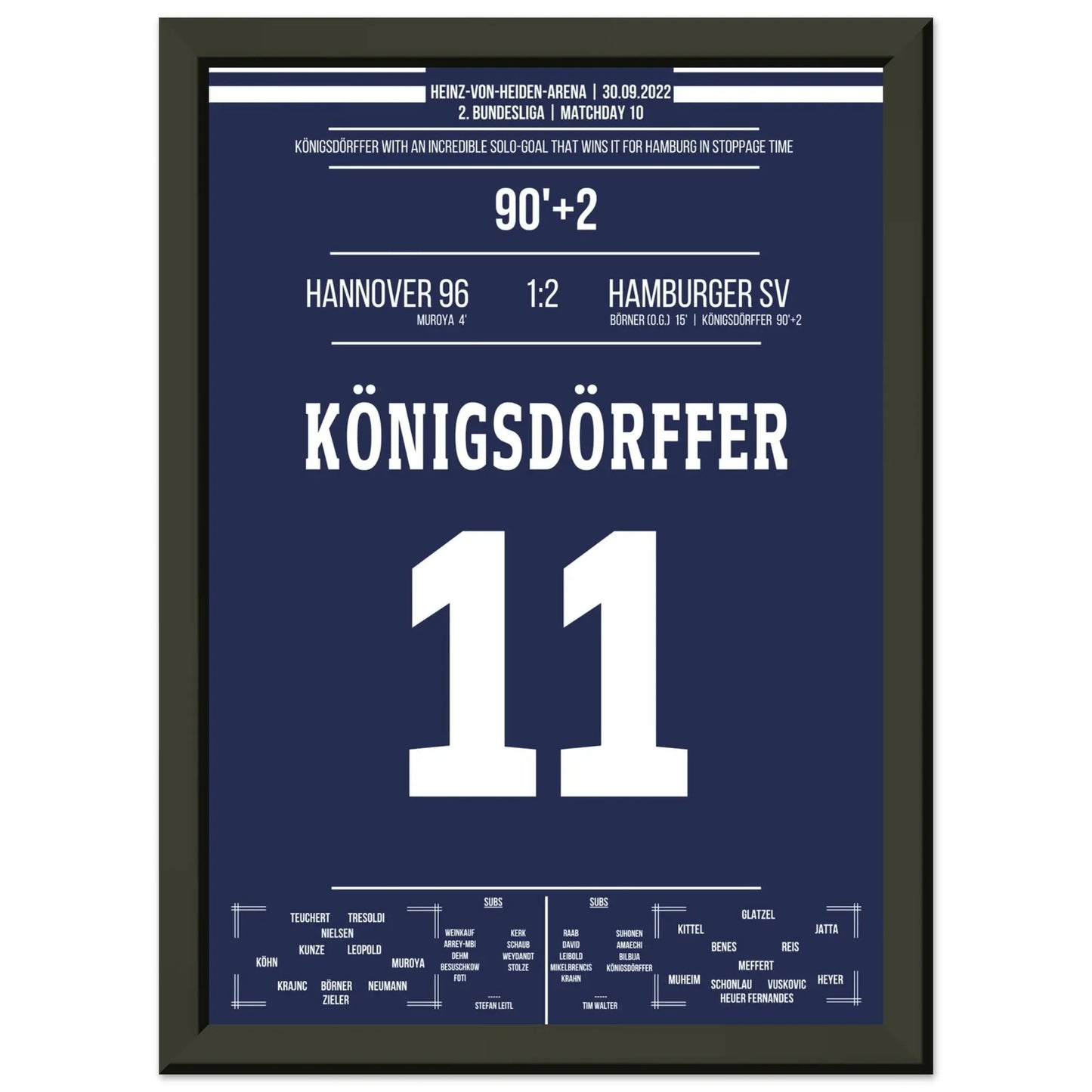Königsdörffer's Weltklasse-Solo zum Siegtreffer in Hannover A4-21x29.7-cm-8x12-Schwarzer-Aluminiumrahmen