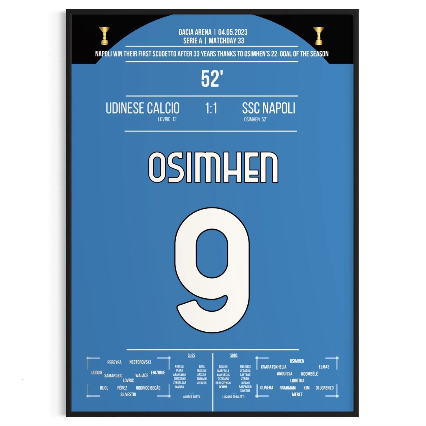 Neapel's 3. Scudetto nach 33 Jahren gegen Udinese