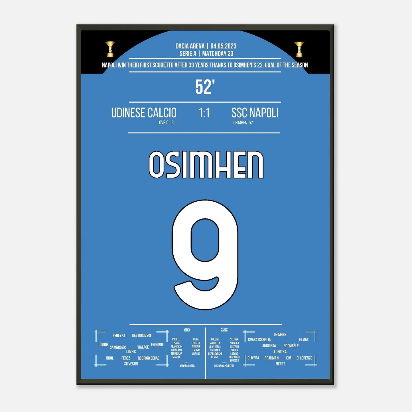 Neapel's 3. Scudetto nach 33 Jahren gegen Udinese