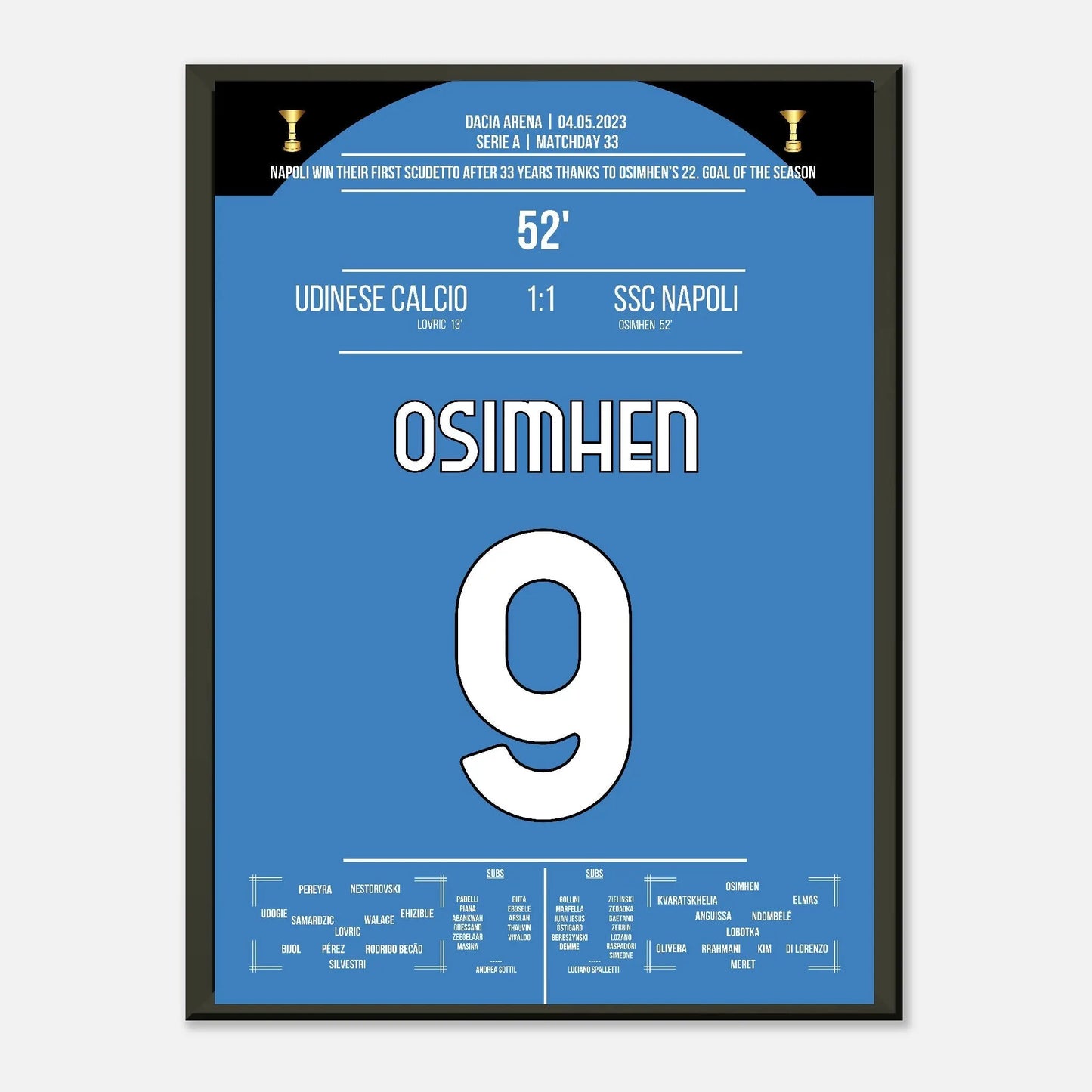 Neapel's 3. Scudetto nach 33 Jahren gegen Udinese