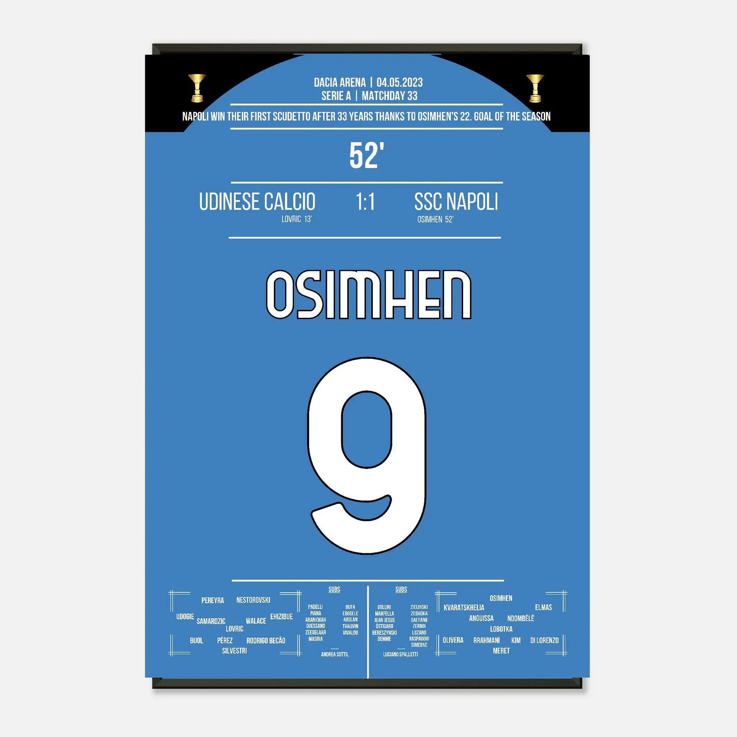 Neapel's 3. Scudetto nach 33 Jahren gegen Udinese