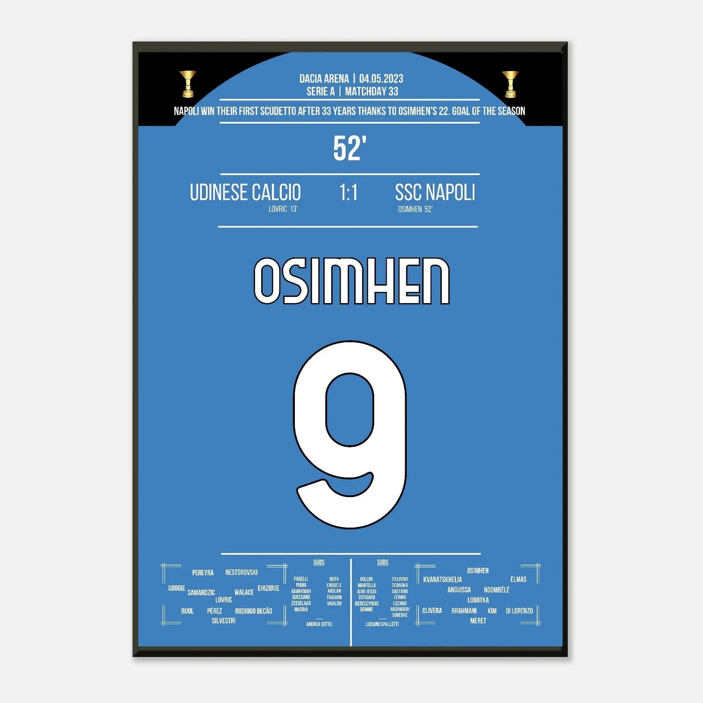 Neapel's 3. Scudetto nach 33 Jahren gegen Udinese