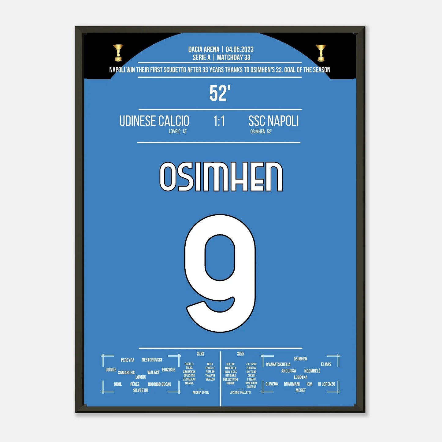 Neapel's 3. Scudetto nach 33 Jahren gegen Udinese