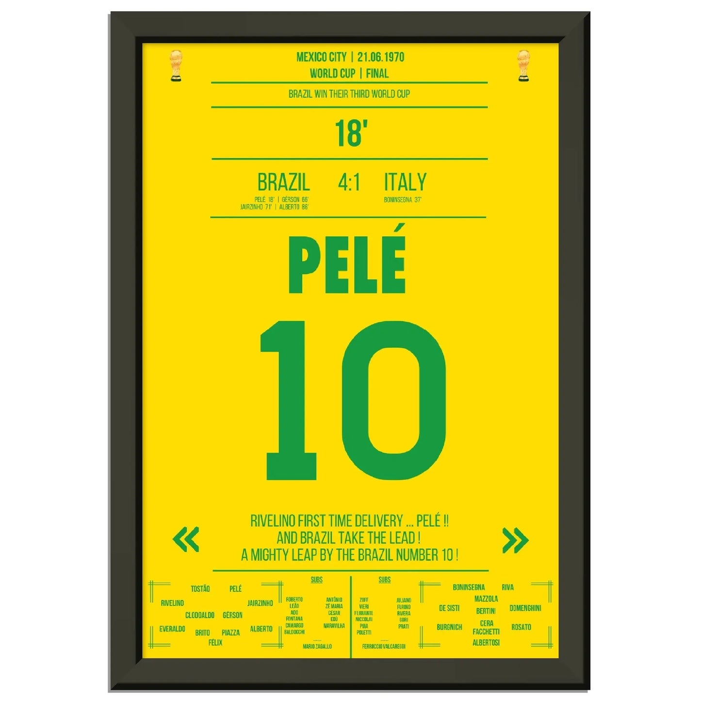 Pelé gewinnt seinen dritten WM-Titel 1970 gegen Italien