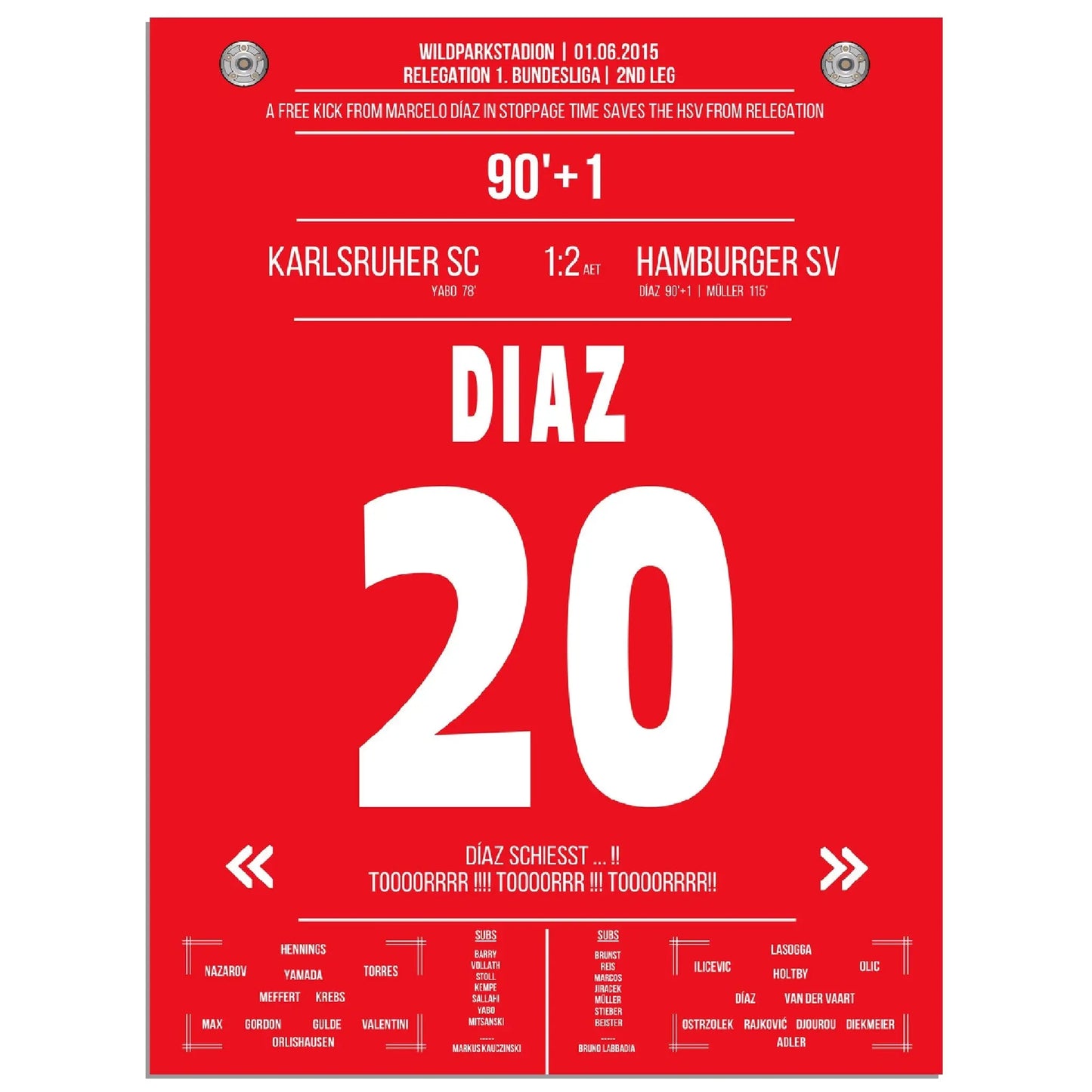 Rettung in allerletzter Sekunde! Diaz Freistosstor in der Nachspielzeit 2015