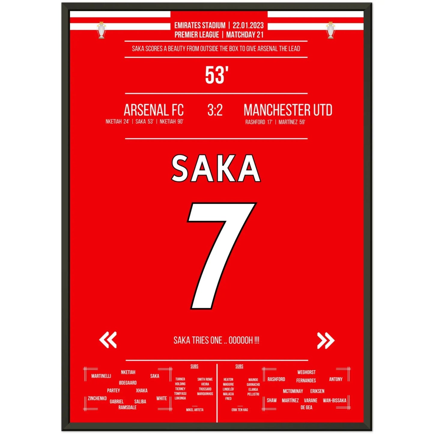 Saka's Traumtor aus der Distanz gegen ManU
