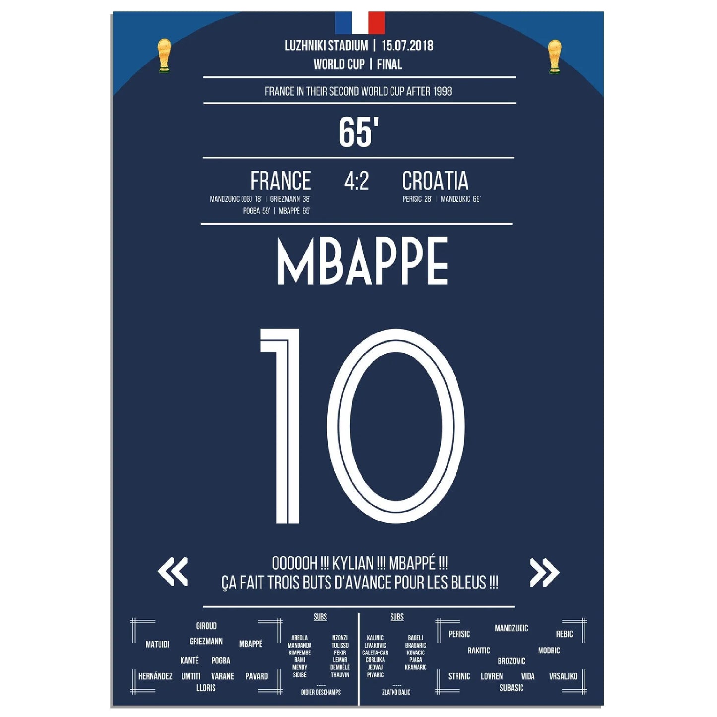Superstar Mbappé mit dem vorentscheidenden Tor im WM Finale 2018 gegen Kroatien