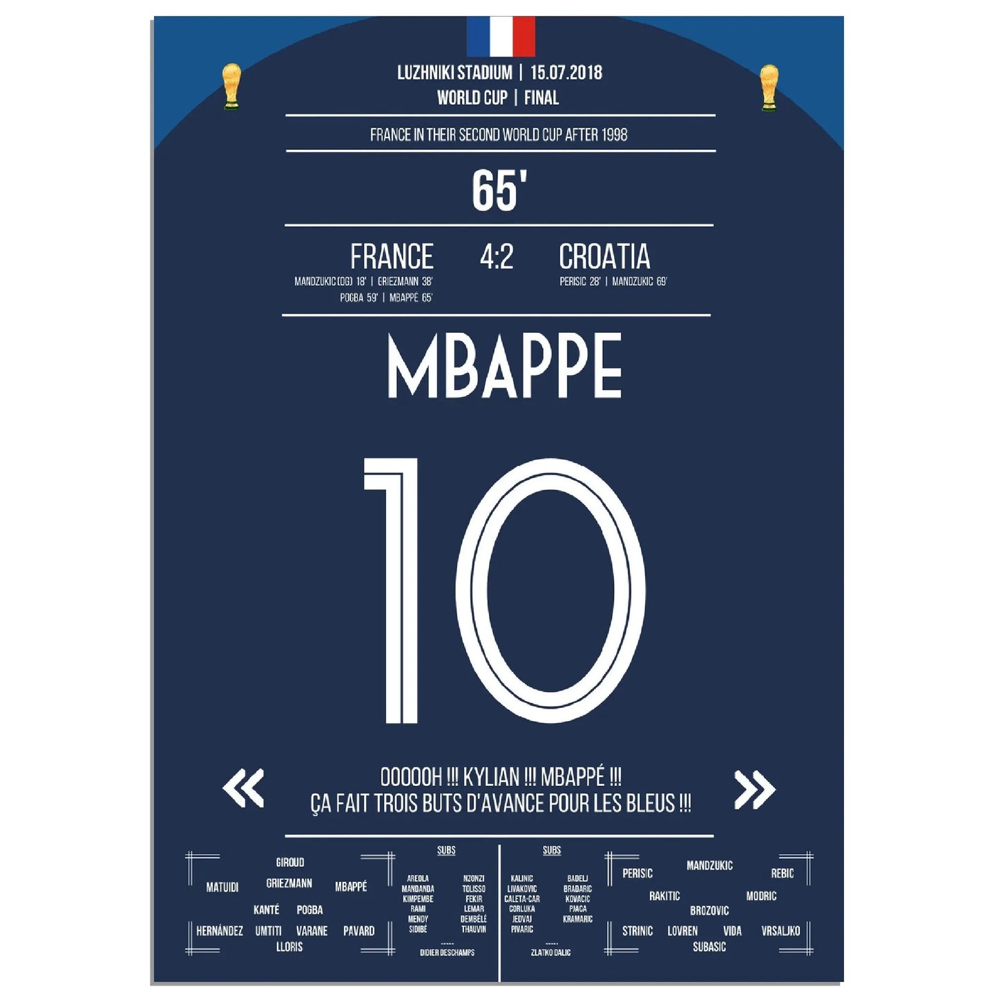 Superstar Mbappé mit dem vorentscheidenden Tor im WM Finale 2018 gegen Kroatien