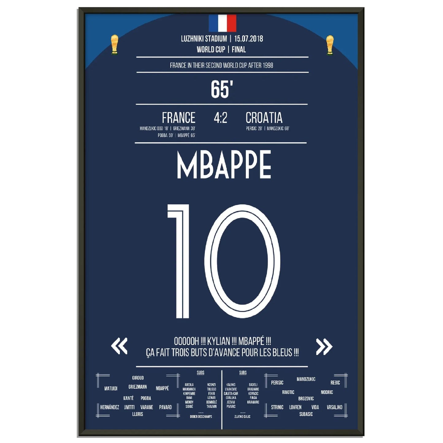 Superstar Mbappé mit dem vorentscheidenden Tor im WM Finale 2018 gegen Kroatien