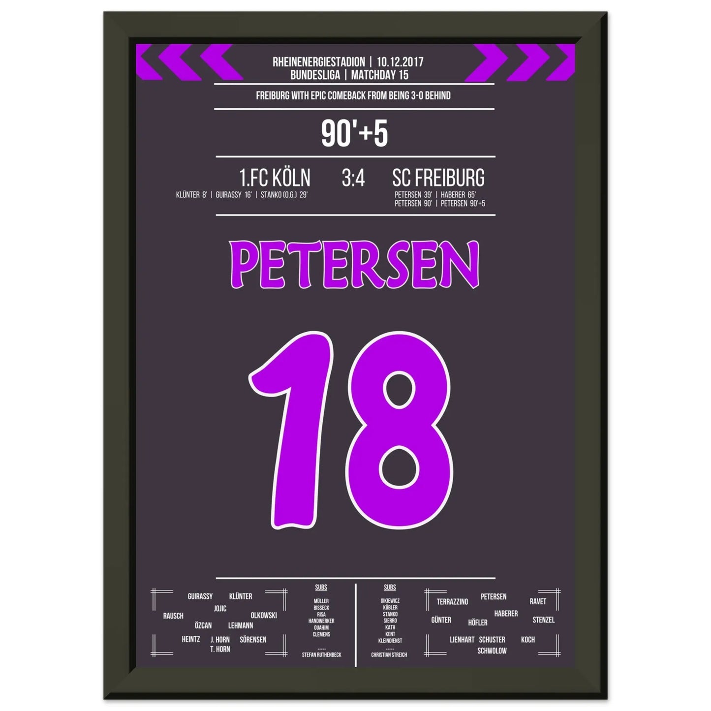 Von 0:3 auf 4:3! Freiburg mit verrücktem Comeback-Sieg in Köln 2017 A4-21x29.7-cm-8x12-Schwarzer-Aluminiumrahmen