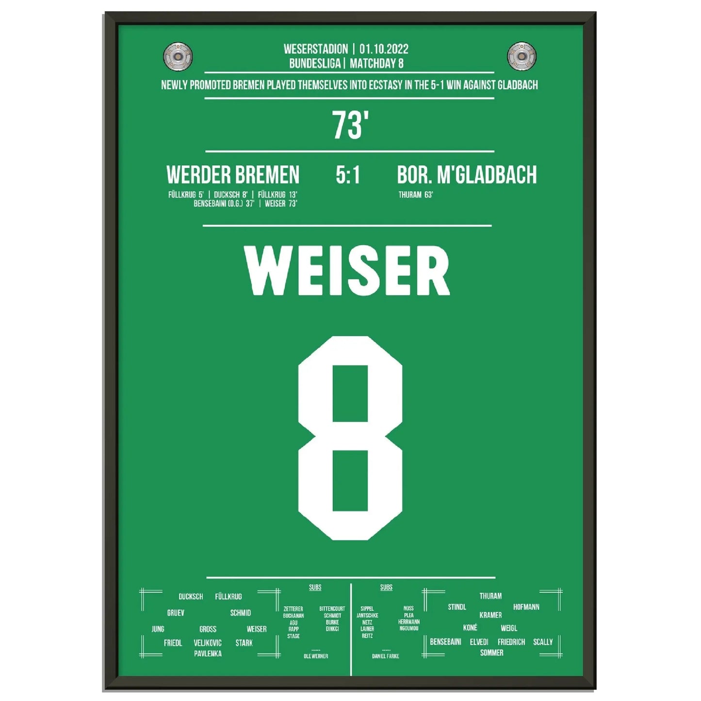 Weiser krönt Bremen's Gala-Sieg gegen Gladbach 2022