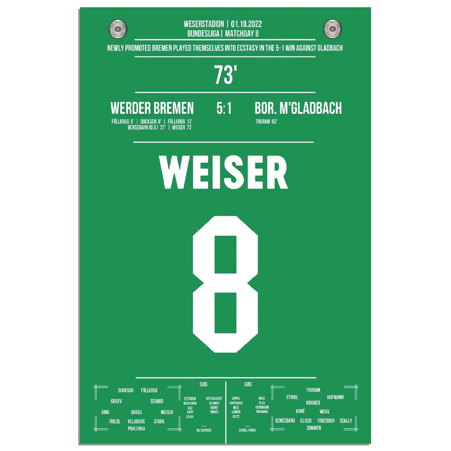 Weiser krönt Bremen's Gala-Sieg gegen Gladbach 2022
