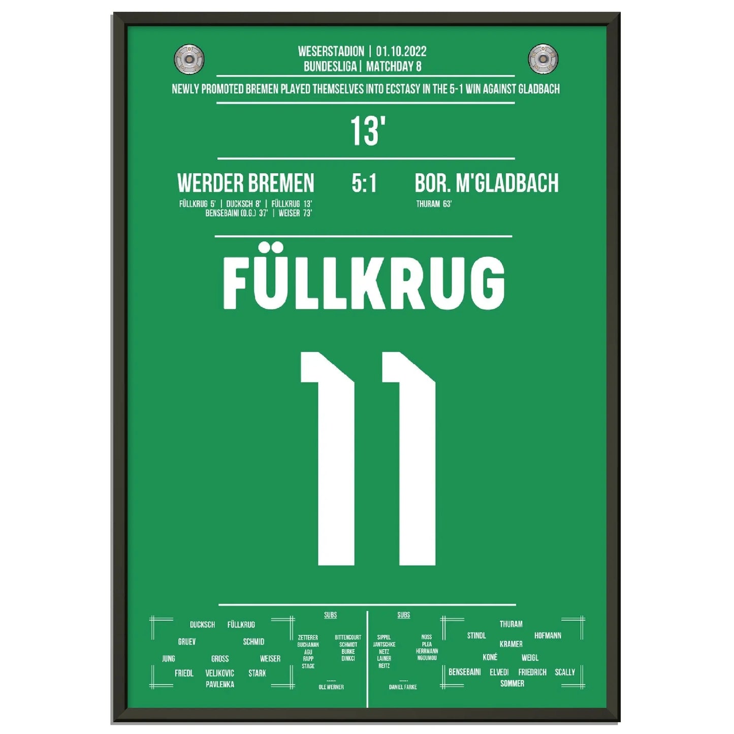 Wie im Rausch! Füllkrug-Doppelpack beim 5:1 Sieg gegen Gladbach 2022