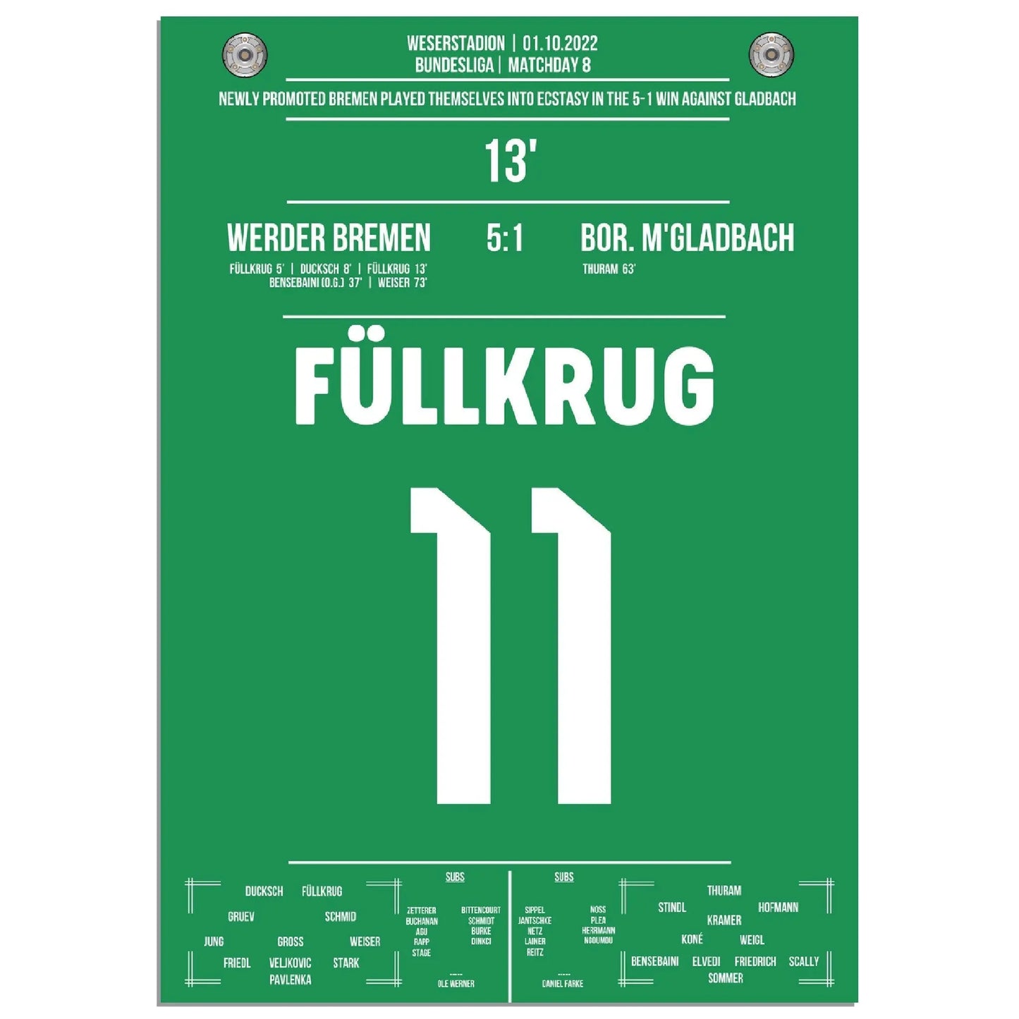 Wie im Rausch! Füllkrug-Doppelpack beim 5:1 Sieg gegen Gladbach 2022