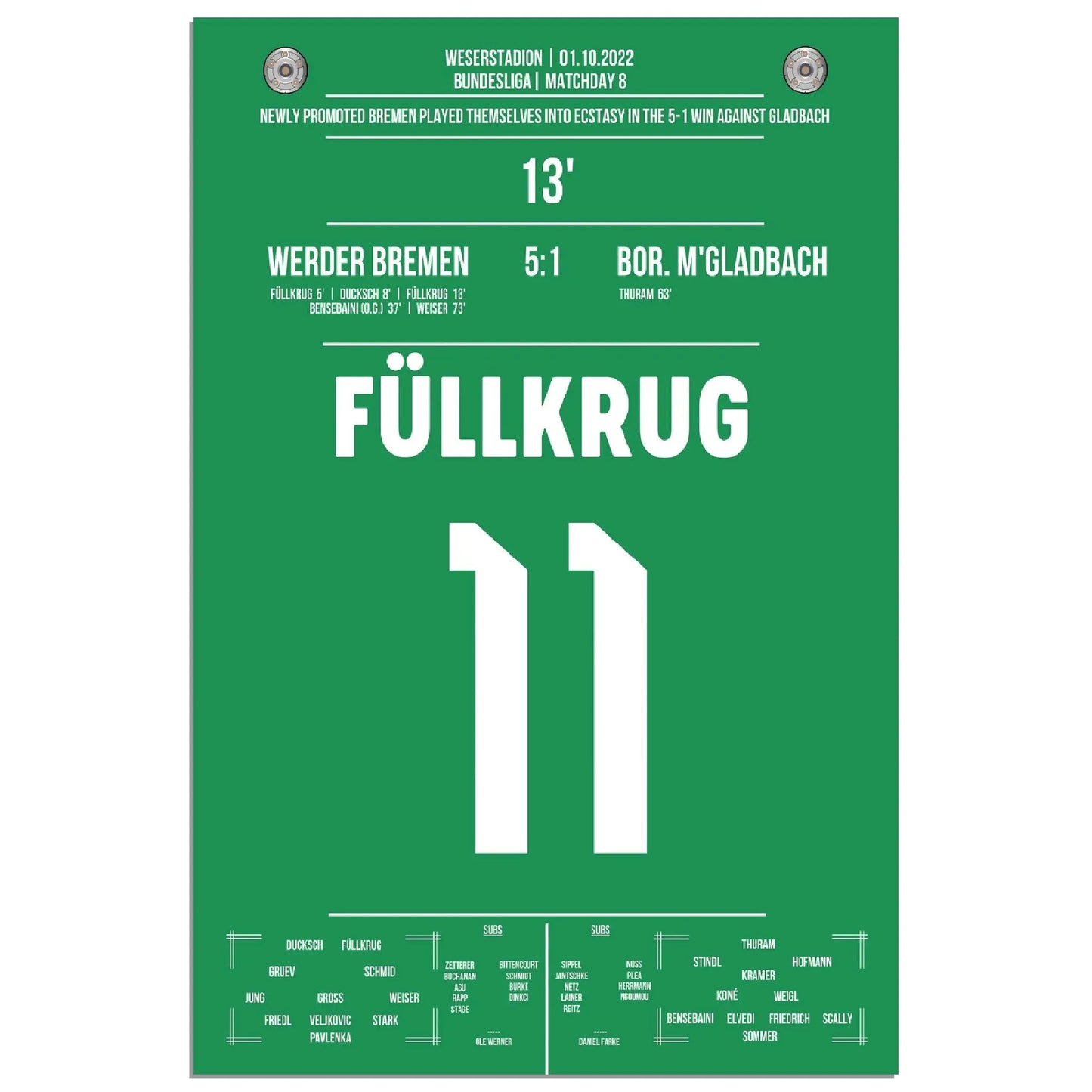 Wie im Rausch! Füllkrug-Doppelpack beim 5:1 Sieg gegen Gladbach 2022