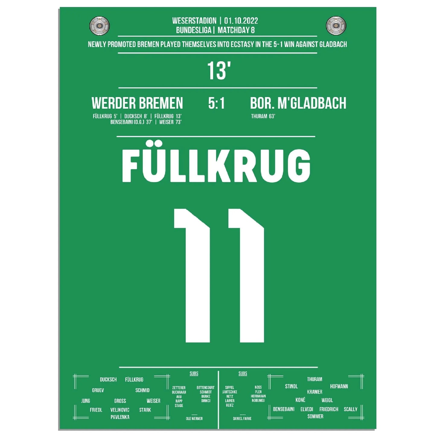 Wie im Rausch! Füllkrug-Doppelpack beim 5:1 Sieg gegen Gladbach 2022