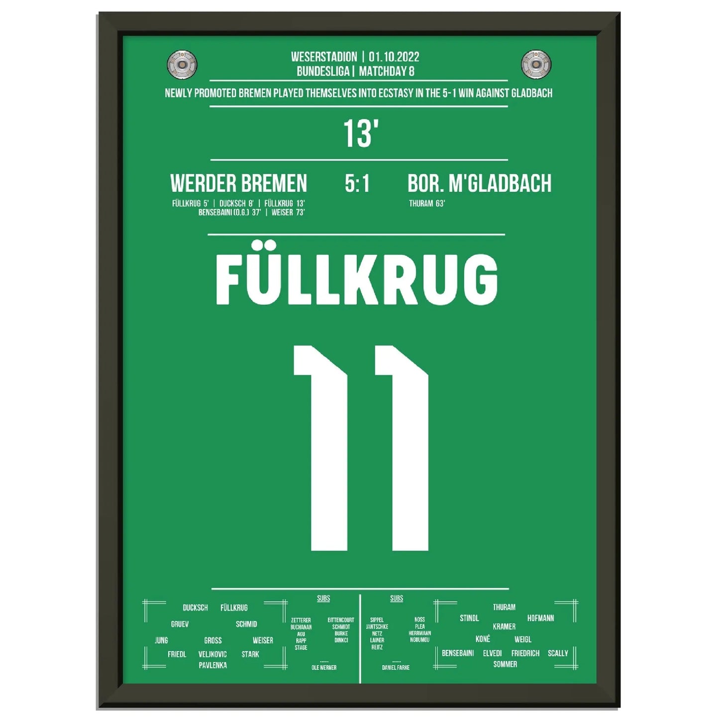 Wie im Rausch! Füllkrug-Doppelpack beim 5:1 Sieg gegen Gladbach 2022