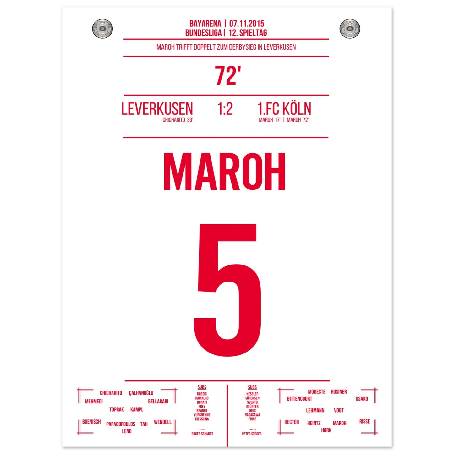 Maroh's Doppelpack beim Derbysieg in Leverkusen 45x60-cm-18x24-Ohne-Rahmen