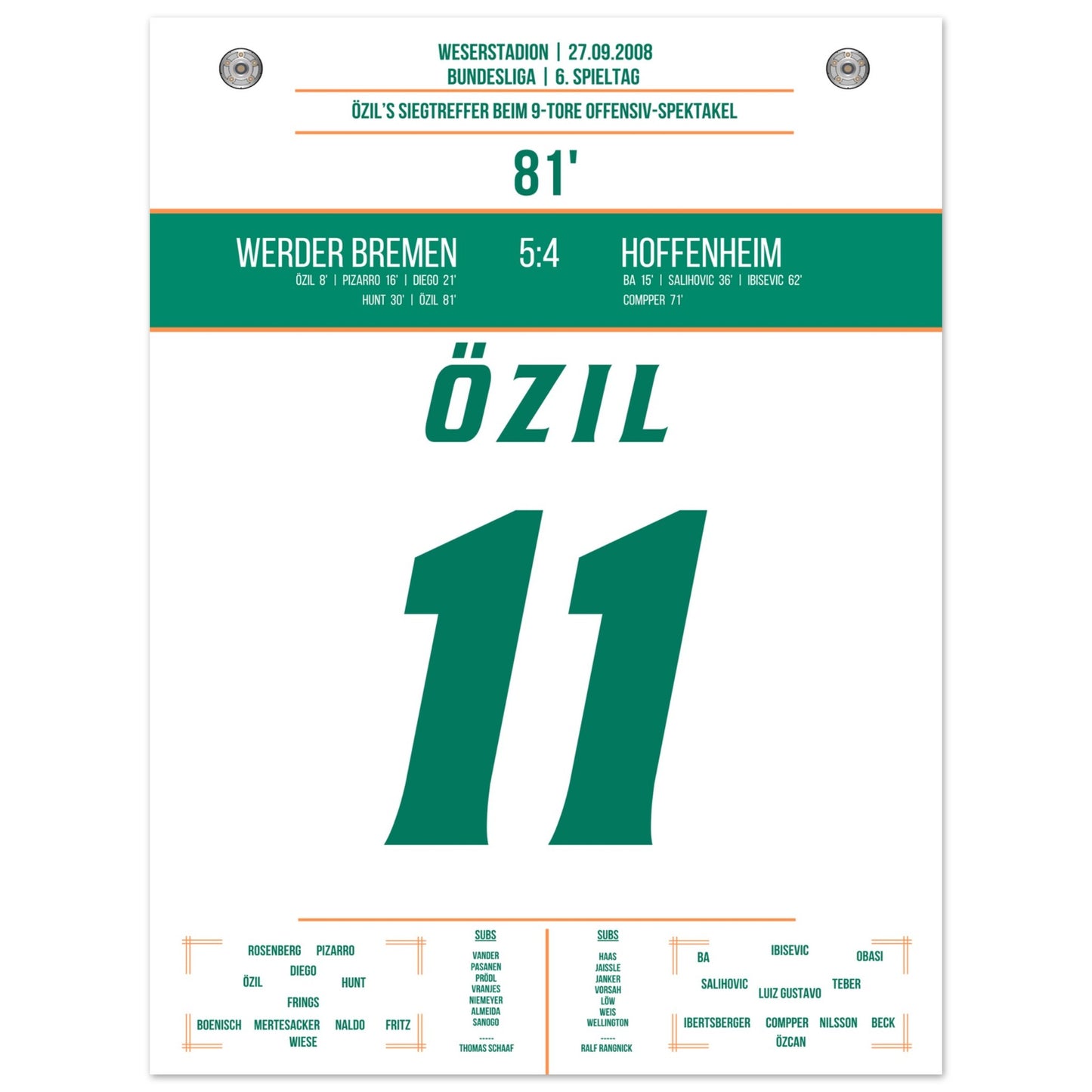 Özil's Siegtreffer bei 9-Tore Spektakel gegen Hoffenheim 30x40-cm-12x16-Ohne-Rahmen