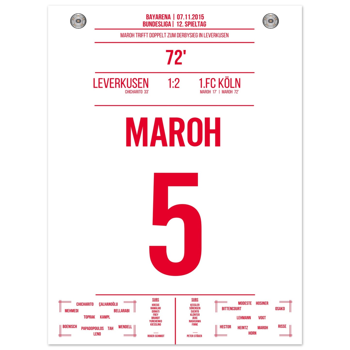 Maroh's Doppelpack beim Derbysieg in Leverkusen 30x40-cm-12x16-Ohne-Rahmen