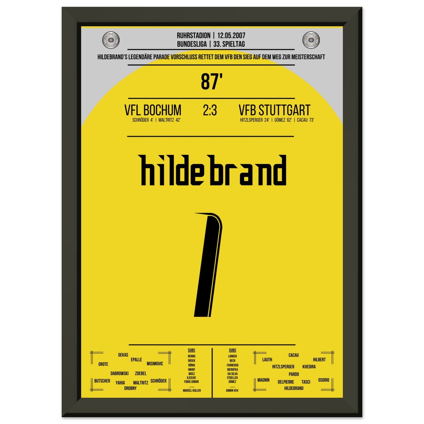 Hildebrand's legendäre Parade gegen Bochum in 2007 A4-21x29.7-cm-8x12-Schwarzer-Aluminiumrahmen