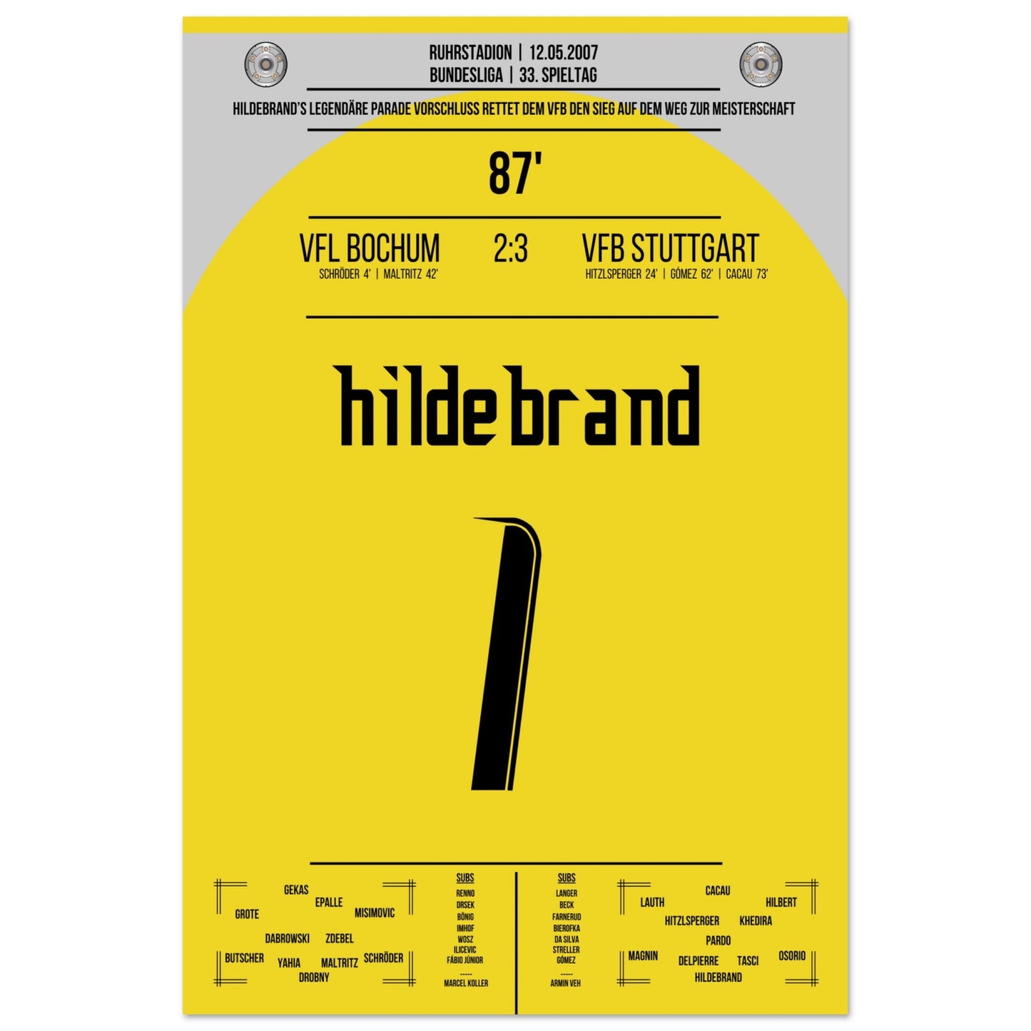 Hildebrand's legendäre Parade gegen Bochum in 2007 60x90-cm-24x36-Ohne-Rahmen