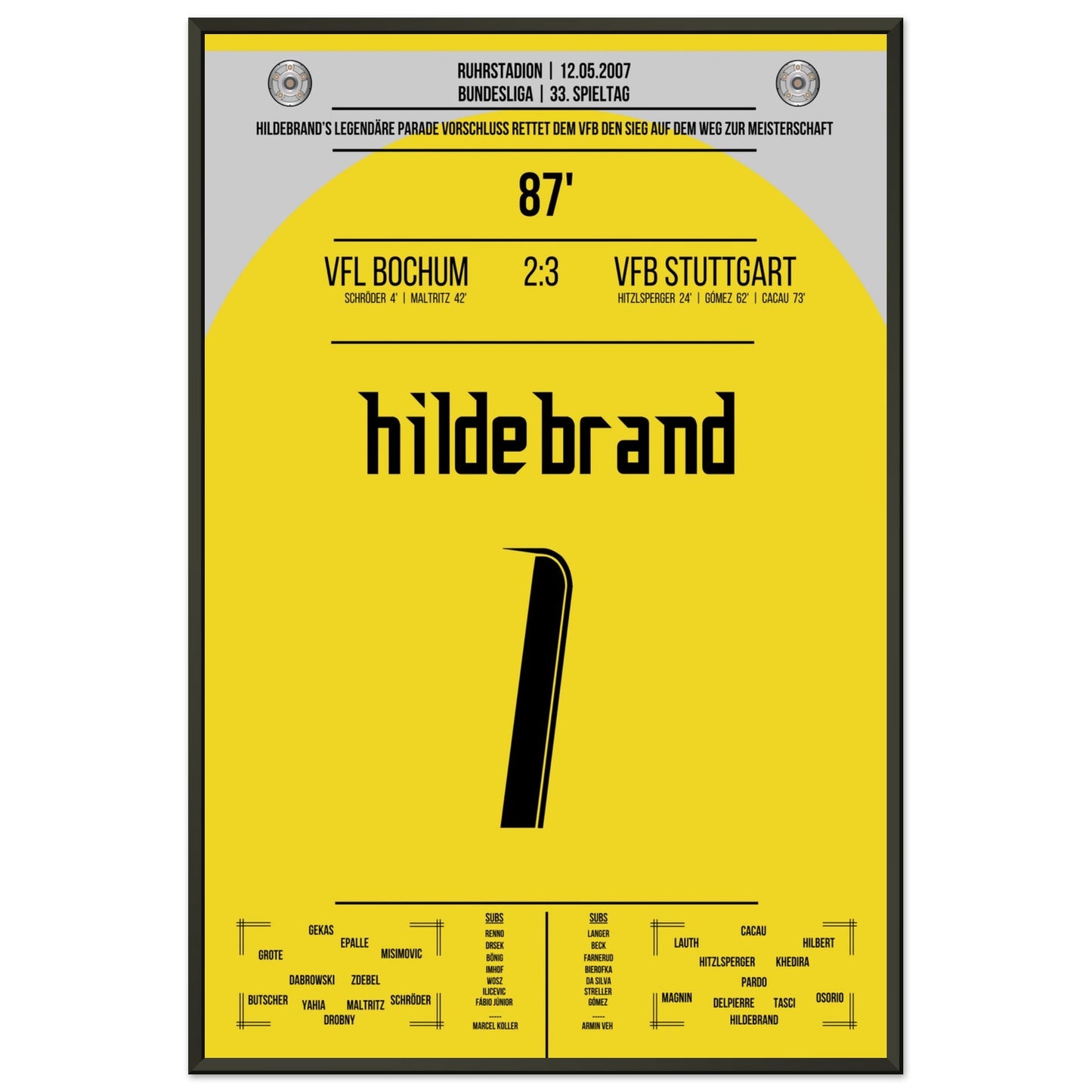 Hildebrand's legendäre Parade gegen Bochum in 2007 60x90-cm-24x36-Schwarzer-Aluminiumrahmen