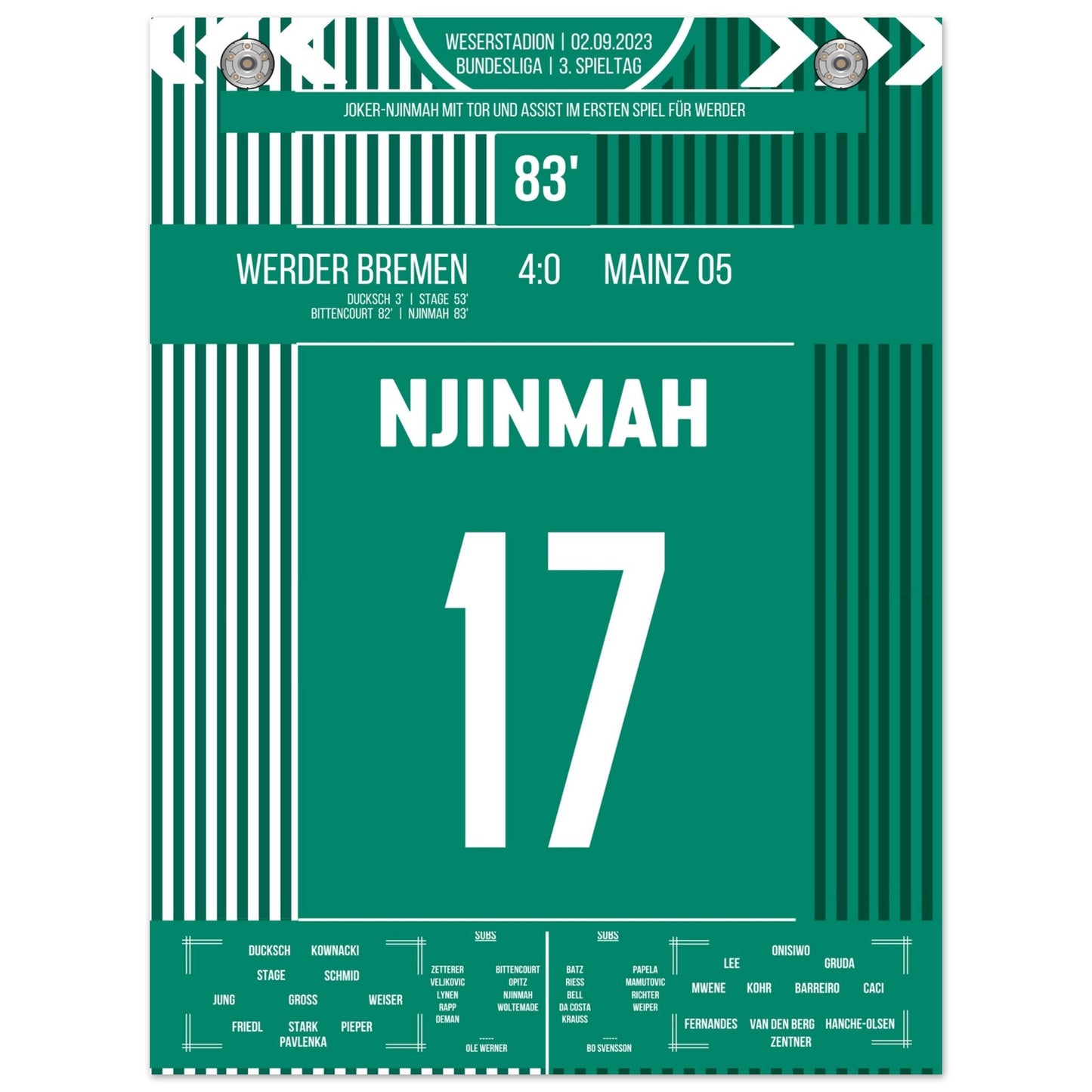 Joker-Njinmah mit erstem Bundesligator 30x40-cm-12x16-Ohne-Rahmen