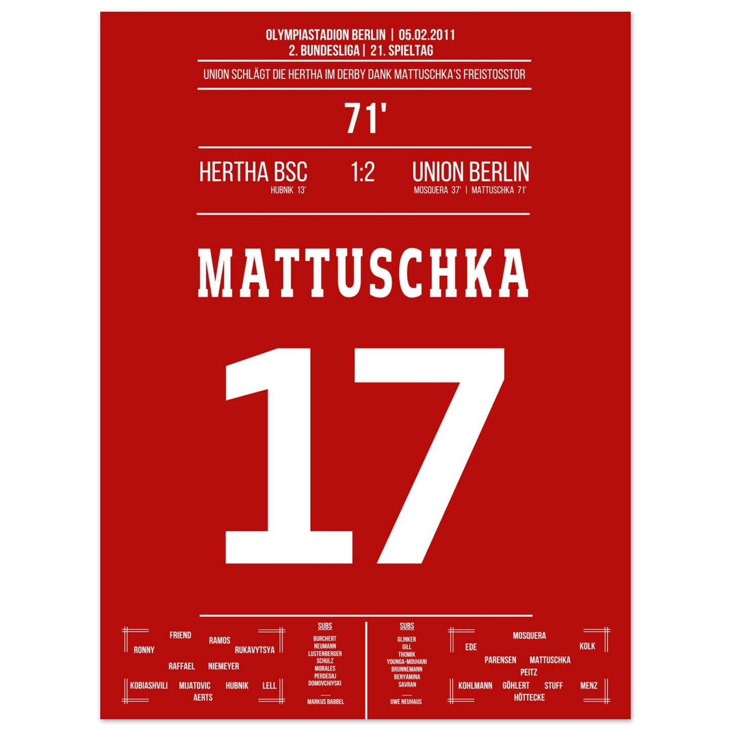 Mattuschka's Freistoßtor zum Derby-Sieg 30x40-cm-12x16-Ohne-Rahmen