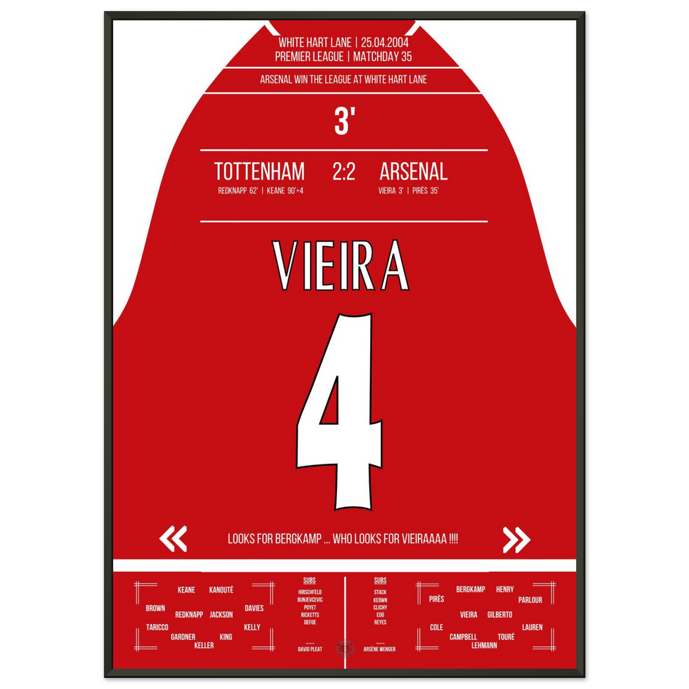 Il gol di Vieira nella vittoria del campionato al White Hart Lane nel 2004