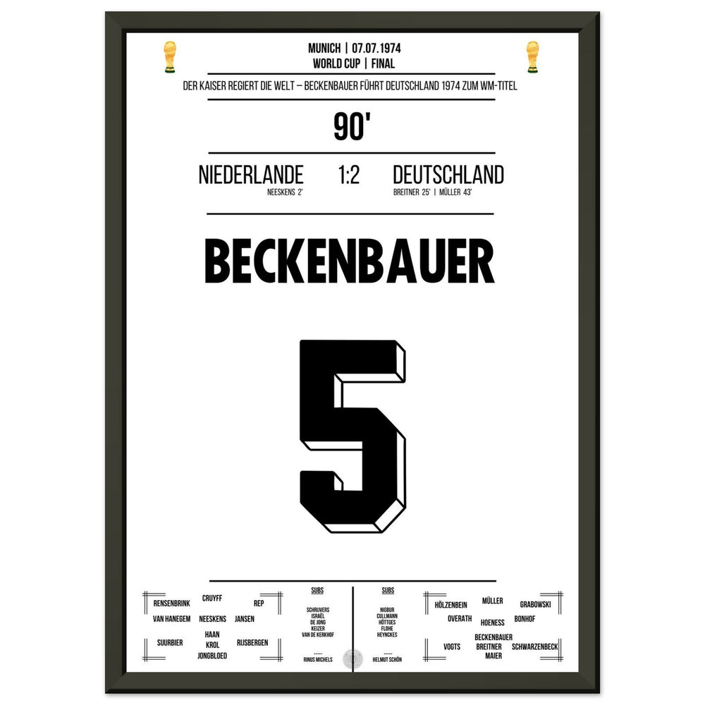Beckenbauer guida la Germania al secondo titolo mondiale nel 1974