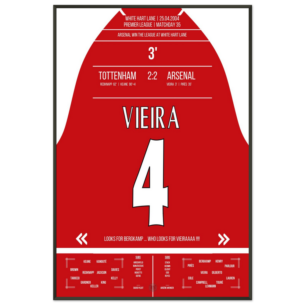 Il gol di Vieira nella vittoria del campionato al White Hart Lane nel 2004