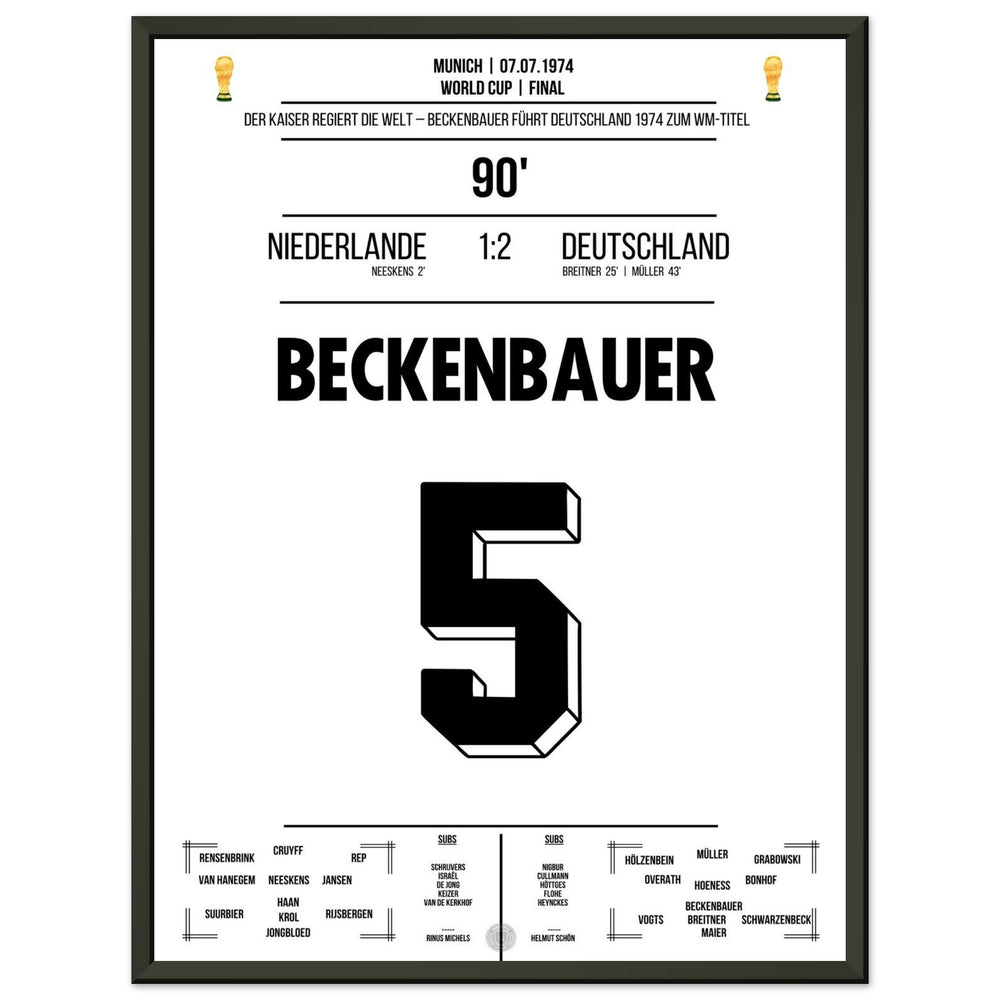 Beckenbauer guida la Germania al secondo titolo mondiale nel 1974