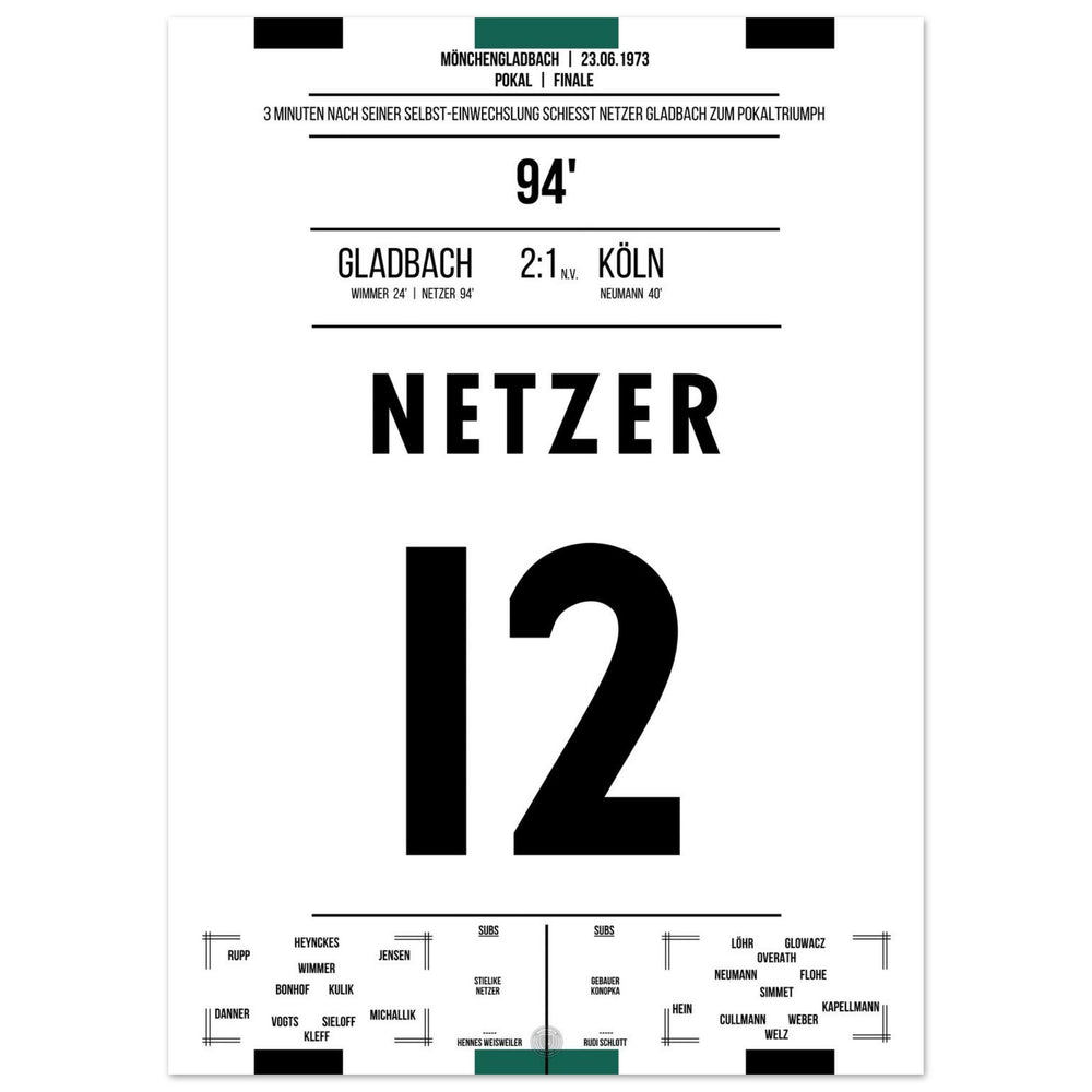 Netzer wechselt sich selbst ein und schießt Gladbach zum Pokalsieg 1973