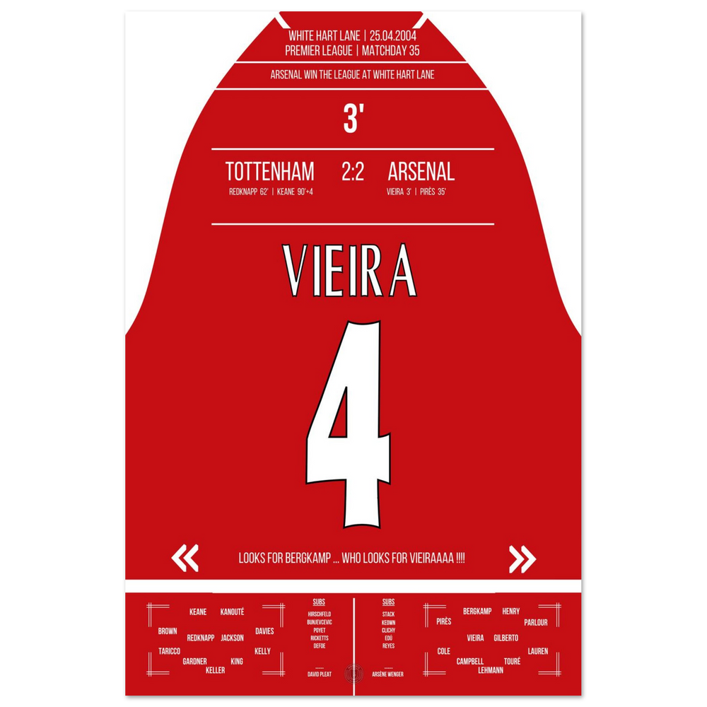 Il gol di Vieira nella vittoria del campionato al White Hart Lane nel 2004