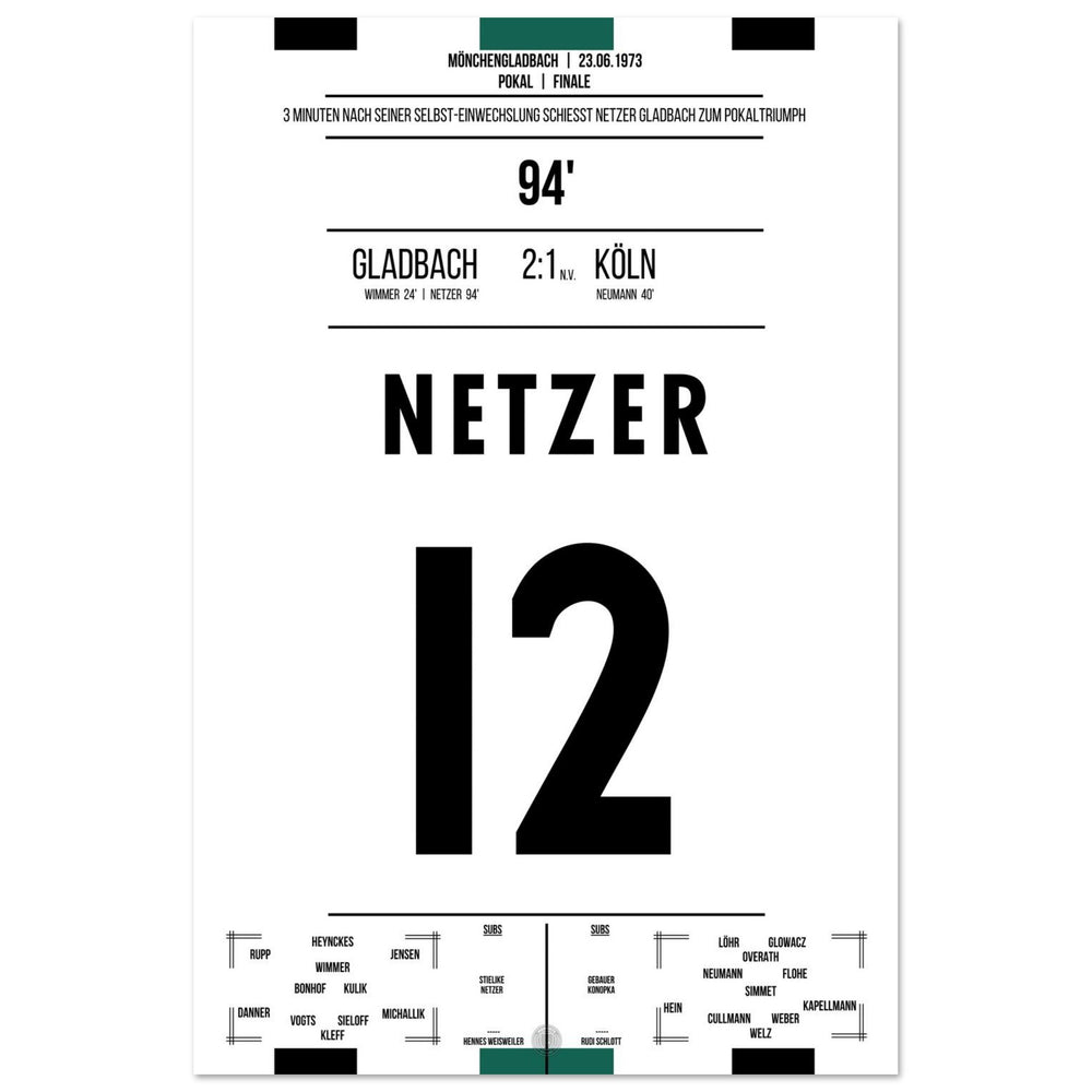 Netzer wechselt sich selbst ein und schießt Gladbach zum Pokalsieg 1973