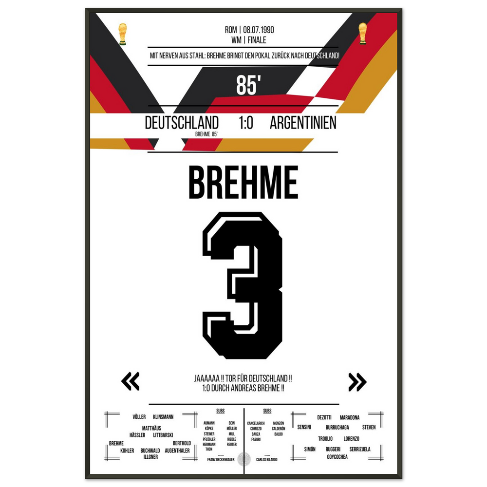 Il rigore di Brehme contro l'Argentina nella finale dei Mondiali del 1990